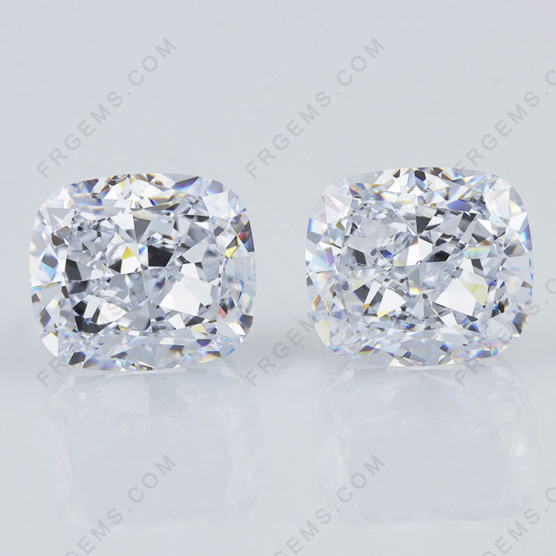 Loose Cubic Zirconia White Color Elongated Cushion Crushed Ice Cut